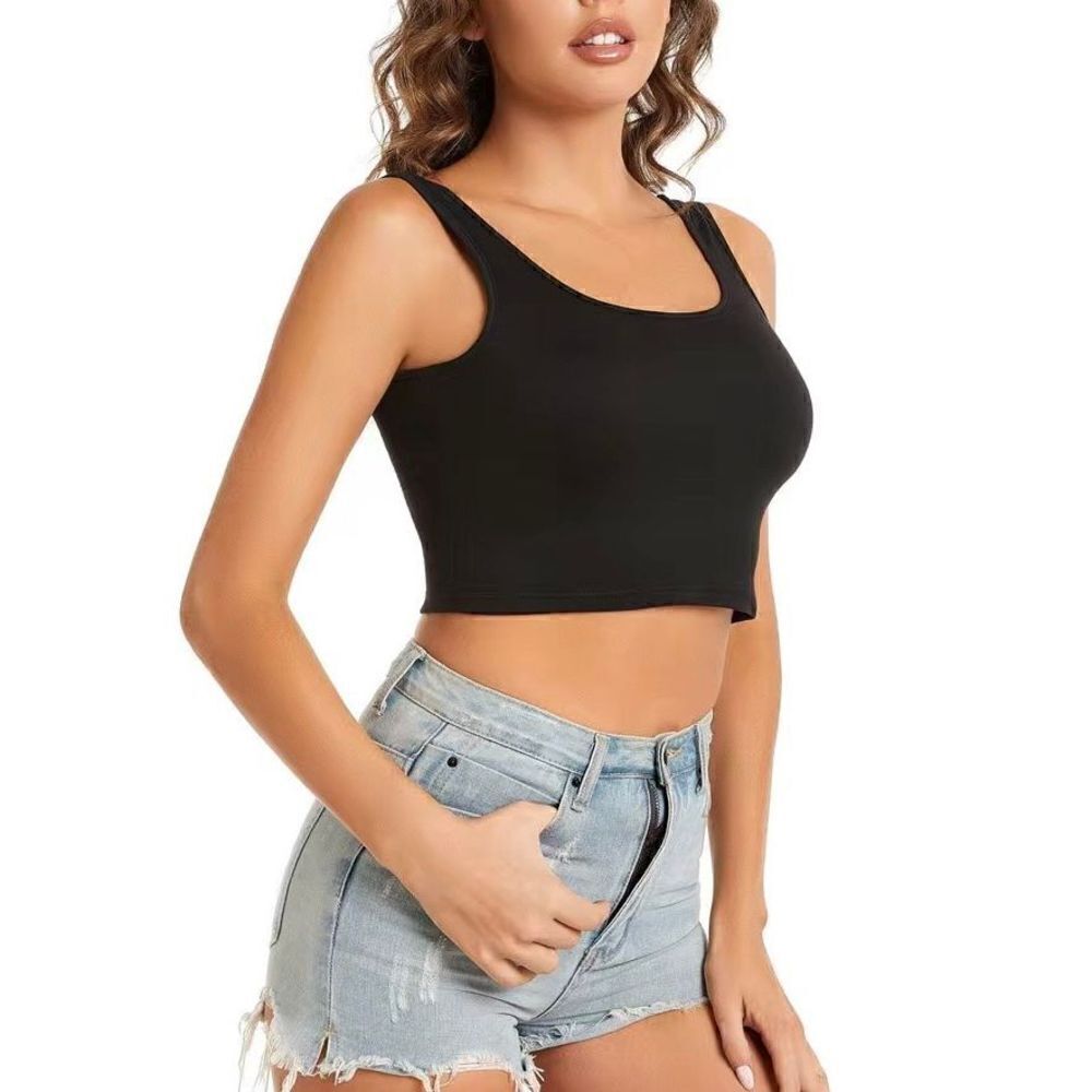 UNBRANDED - L Sz L Sleeveless Black Cropped Tank Top. (runs small). NWOT! - Picture 10 of 12